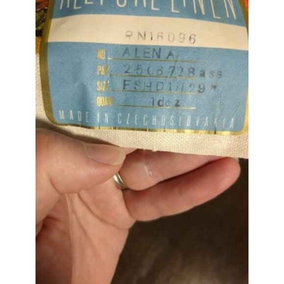 Vtg. Pure Linen Dish Towel 27x16 Kitchen Stlllife Multicolor Czechoslovakia NOS - Picture 3 of 14